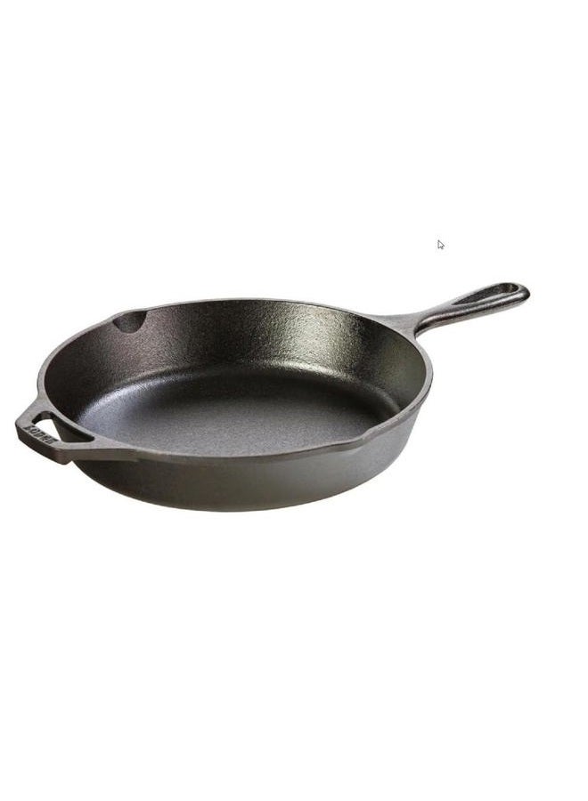 Lodge مقلاة حديد زهر مسبقة التتبيل بحجم 10.25 بوصة - مقبض على شكل دمعة مميز - للاستخدام في الفرن، على الموقد، على الشواية، أو فوق نار المخيم، باللون الأسود - Image 1